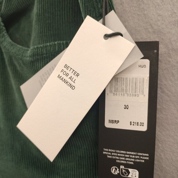 7 FOR ALL MANKIND Men's 30x31 Corduroy Slimmy Slim Tapered Hunter Green $218MSRP - Picture 2 of 10